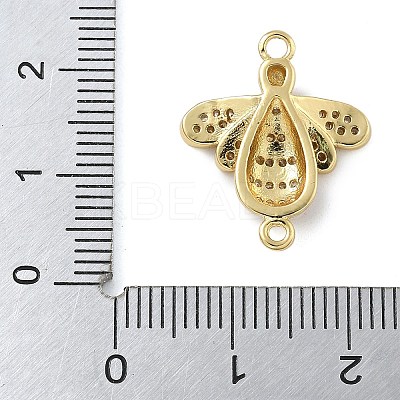 Rack Plating Brass Micro Pave Clear Cubic Zirconia Bee Connector Charms KK-A234-072G-1