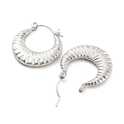 Non-Tarnish Texture Ring 304 Stainless Steel Hoop Earrings for Women EJEW-C067-07P-1