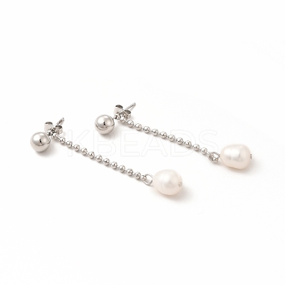 304 Stainless Steel Ball Chain Stud Earrings EJEW-C017-01P-1