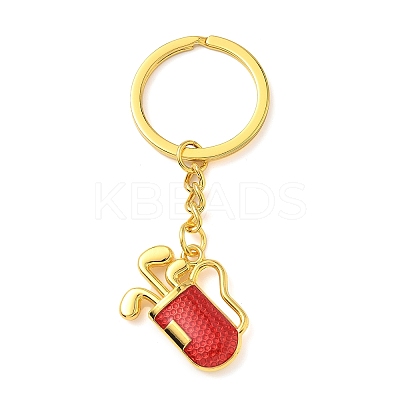 Alloy Enamel Sports Red Golf Tube Keychains LS-KEYC-I119-03G-1