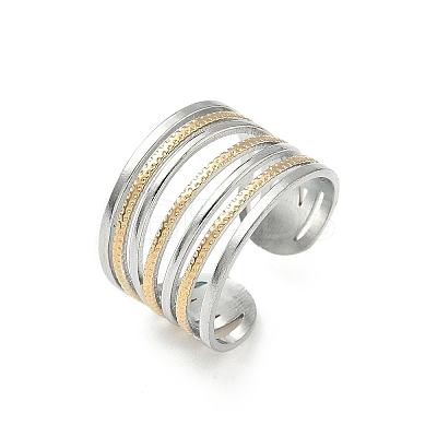 304 Stainless Steel Double Color Cuff Rings RJEW-S635-01GP-B-1