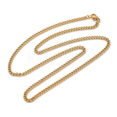 Ion Plating(IP) 304 Stainless Steel Curb Chain Necklaces NJEW-L173-024G-01-1