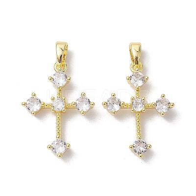Brass Micro Pave Clear Cubic Zirconia Pendants KK-K360-18G-1