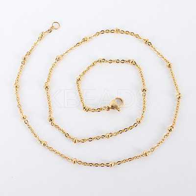 Ion Plating(IP) 304 Stainless Steel Cable Chain Necklaces NJEW-F201-08G-1