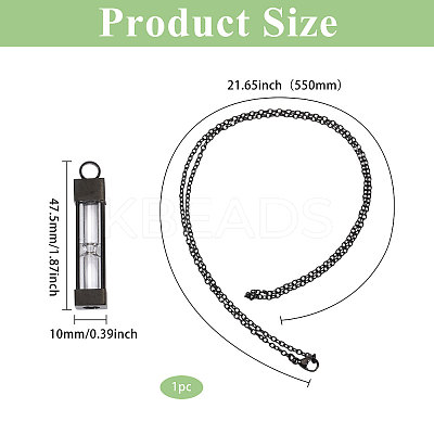 1Pc Glass Hourglass Rectangle Pet Memorial Keepsake Urn Ashes Pendant Necklaces NJEW-CA0001-27EB-1