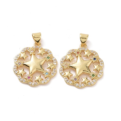 Brass Cubic Zirconia Pendants KK-G453-15G-1