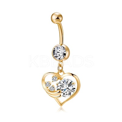 Brass Cubic Zirconia Navel Ring AJEW-EE0004-18-1