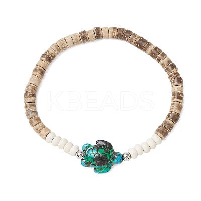 Sea Turtles and Starfish Coconut Beads Bracelets BJEW-JB11882-1