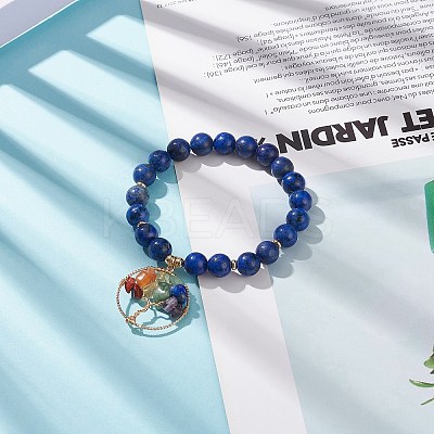 Natural Lapis Lazuli(Dyed) Stretch Bracelet BJEW-JB08748-02-1