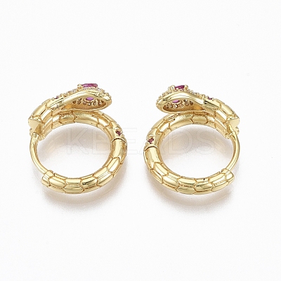 Brass Micro Pave Clear Cubic Zirconia Huggie Hoop Earrings EJEW-R114-007C-NF-1