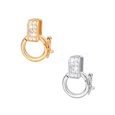 2Pcs 2 Colors 925 Sterling Silver Micro Pave Clear Clear Cubic Zirconia Twister Clasps STER-PH0003-53-1