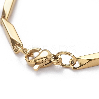Ion Plating(IP) Unisex 201 Stainless Steel Bar Link Chain Bracelets BJEW-L637-35B-G-1