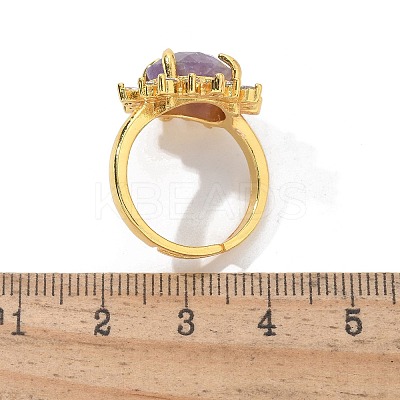 Sunflower Natural Amethyst Finger Rings RJEW-B113-03G-08-1