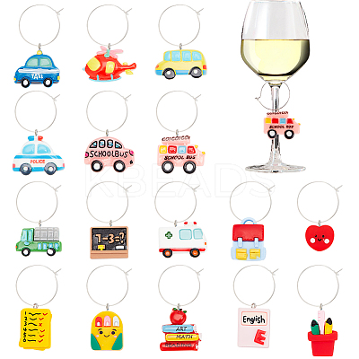 16Pcs 16 Styles School Season Opaque Resin Pendants RESI-BC0001-03-1