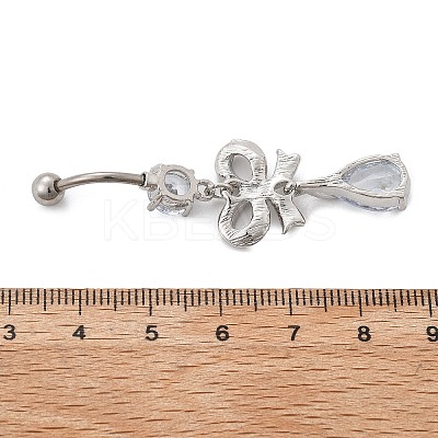Alloy Crystal Rhinestone Dangle Curved Barbell Belly Rings LS-AJEW-R007-04P-05-1