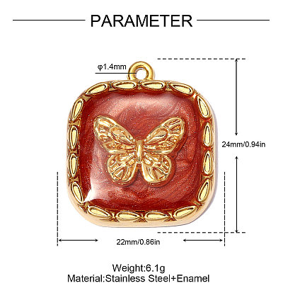304 Stainless Steel Enamel Pendants STAS-OY012-60G-1