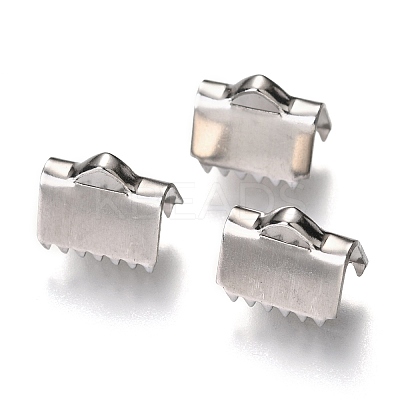 Non-Tarnish 304 Stainless Steel Ribbon Crimp Ends STAS-C018-22P-04-1