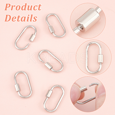 5Pcs Brass Screw Carabiner Lock Charms KK-UN0002-06-1