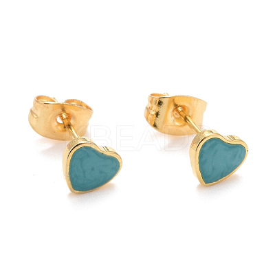304 Stainless Steel Enamel Stud Earrings EJEW-B009-12G-1