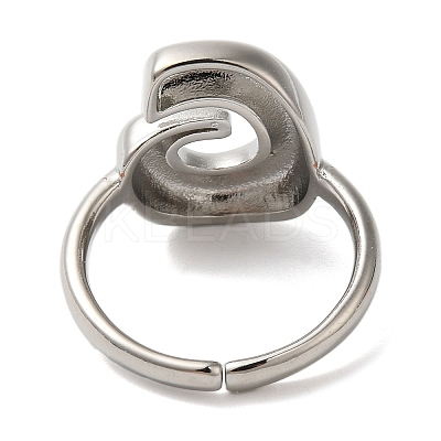 Initials Brass Open Cuff Ring for Women RJEW-N046-02G-P-1