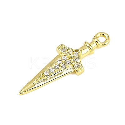 Brass Micro Pave Clear Cubic Zirconia Pendants KK-L238-14G-1
