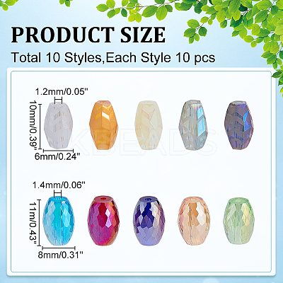 100Pcs 10 Colors Transparent Electroplate Glass Beads Strands EGLA-PH0001-70-1