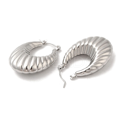 Non-Tarnish 304 Stainless Steel Thick Hoop Earrings EJEW-Z022-07P-1