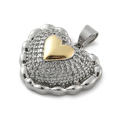 Brass Micro Pave Cubic Zirconia Pendants KK-C091-02D-PG-1