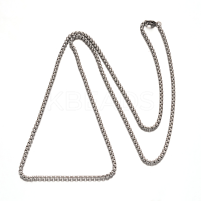 Tarnish Resistant 304 Stainless Steel Box Chain Necklaces LS-NJEW-H421-2-1