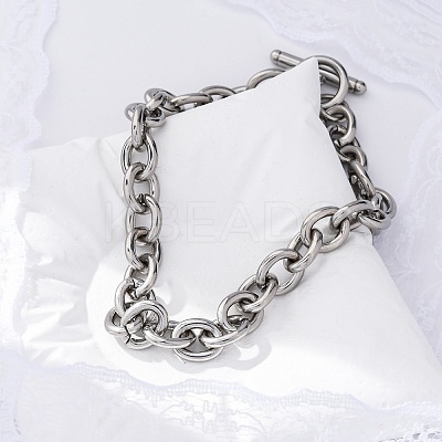 Tarnish Resistant 304 Stainless Steel Cable Chain Bracelets LS-BJEW-G618-04P-1