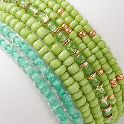 8Pcs 8 Styles Glass Seed Beaded Stretch Bracelets Set BJEW-JB09192-01-1