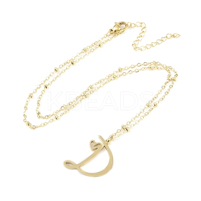 304 Stainless Steel Pendant Necklaces NJEW-H029-02G-D-1