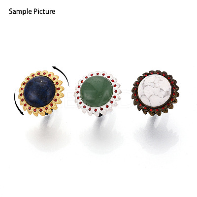 Adjustable Alloy & Iron & Rhinestone Bezel Cup Ring Base with Rotatable Tray MAK-T012-15G-1