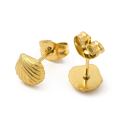 Ion Plating(IP) 304 Stainless Steel Shell Shape Stud Earrings for Women X-EJEW-I281-33G-1