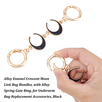 2Pcs Alloy Enamel Crescent Moon Link Purse Strap Extenders FIND-UN0001-73A-1