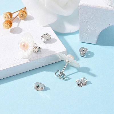 Anti-Tarnish Rhodium Plated 925 Sterling Silver Ear Nuts STER-E041-11B-1