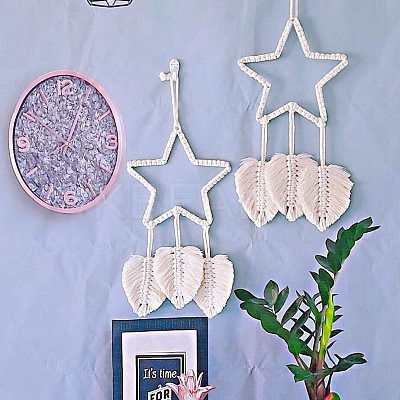 Bohemian Macrame Star Woven Polycotton Wall Hanging Ornaments PW-WG65708-01-1