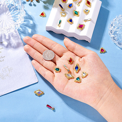 24Pcs 24 Styles Alloy Glass Cabochons MRMJ-TA0001-38-1