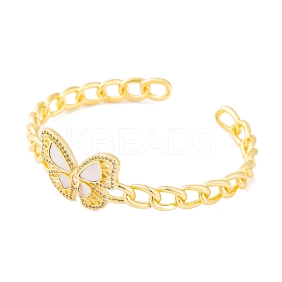 Brass Micro Pave Clear Cubic Zirconia Open Cuff Bangles for Women BJEW-S147-31G-B-1