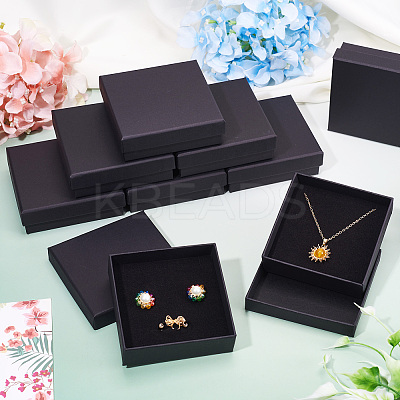 18Pcs Kraft Cotton Filled Cardboard Paper Jewelry Set Boxes CBOX-TA0001-11-1