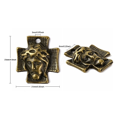 Tibetan Style Alloy Cross with Jesus Alloy Pendants for Easter Jewelry LS-K0P62071-1