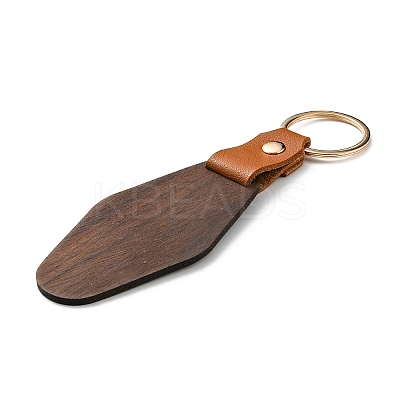 Wooden & Imitation Leather Pendant Keychain PW23041801315-1