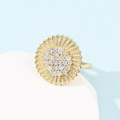 Adjustable Brass Micro Pave Cubic Zirconia Cuff Rings for Women RJEW-B139-07G-02-1