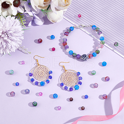 240pcs 8 styles Baking Paint & Imitation Opalite Transparent Glass Beads Strands DGLA-AR0001-07-1