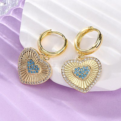 Brass Cubic Zirconia Hoop Earrings EJEW-Q042-02A-G-1