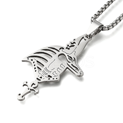 201 Stainless Steel Egyptian Ancient Anubis Anka Cross Pendant Box Chain Necklaces STAS-D196-05P-1