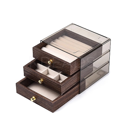 3-Tier PET Plastic Jewelry Storage Drawer Boxes CON-N016-09-1