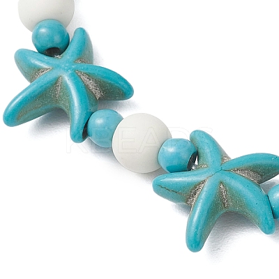 Starfish & Turtle Synthetic Turquoise Beads Stretch Bracelets for Women BJEW-JB12129-02-1