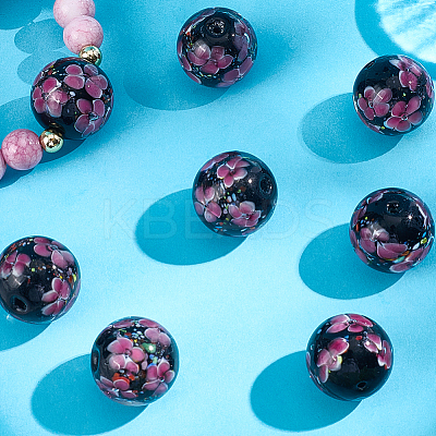 10Pcs Handmade Inner Flower Lampwork Beads LAMP-PA0001-02B-1