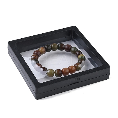 Bodhi Wood Column Beaded Stretch Bracelet for Women BJEW-YW0001-04B-1